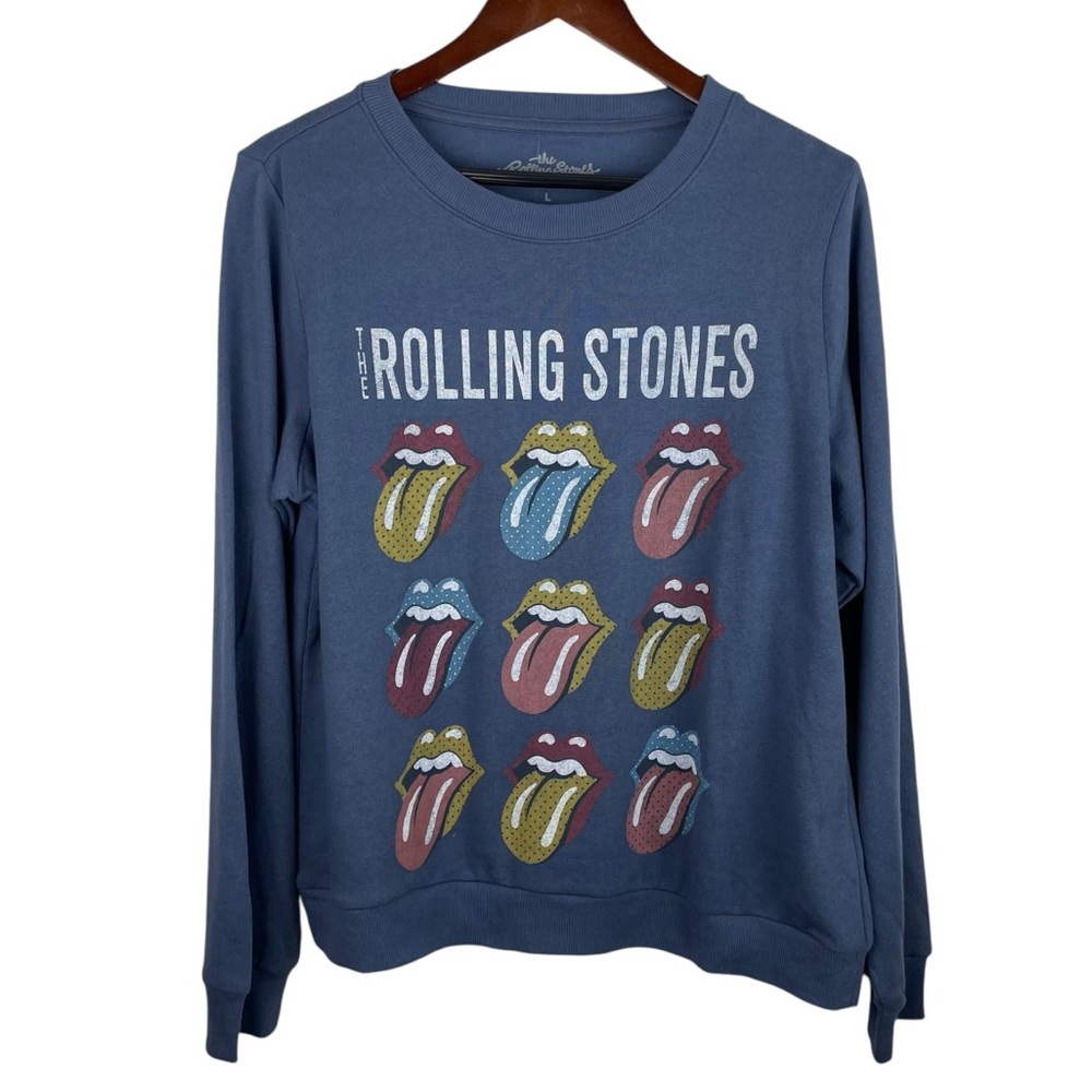 Rolling Stones | Blue Lips Graphic Spell Out Sweatshirt New